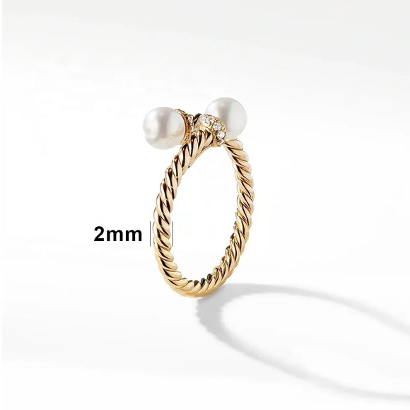 New: Gold Vermeil Twisted Rope Pearl Ring - Picture 7 of 10